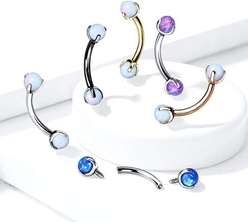 Claw Set Opals on Internally Threaded 316L Surgical Steel Eyebrow Barbells in Saudi Arabia