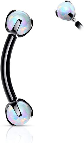 Claw Set Opals on Internally Threaded 316L Surgical Steel Eyebrow Barbells in Saudi Arabia