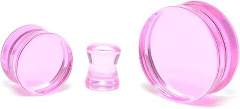 Pair of Pink Glass Double Flare Plugs (PG-587) in Saudi Arabia