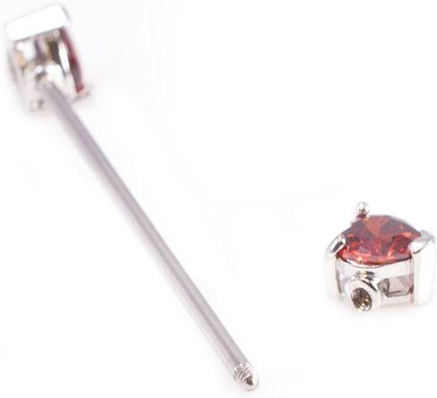 Industrial Barbell with Front Facing Heart Shape Garnet Cubic Zirconia Ends . Stainless Steel Earring Cartilage Body Piercing Jewelry, 14G. in Saudi Arabia