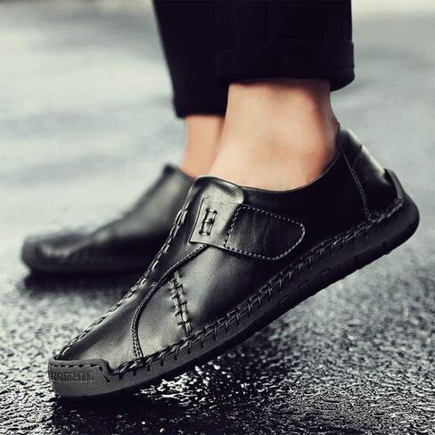 JEBU Men's Leather Slip-on Handmade Loafers Lightweight Classic Outdoors Casual Shoes in Saudi Arabia
