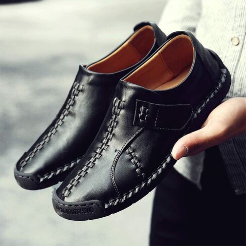 JEBU Men's Leather Slip-on Handmade Loafers Lightweight Classic Outdoors Casual Shoes in Saudi Arabia