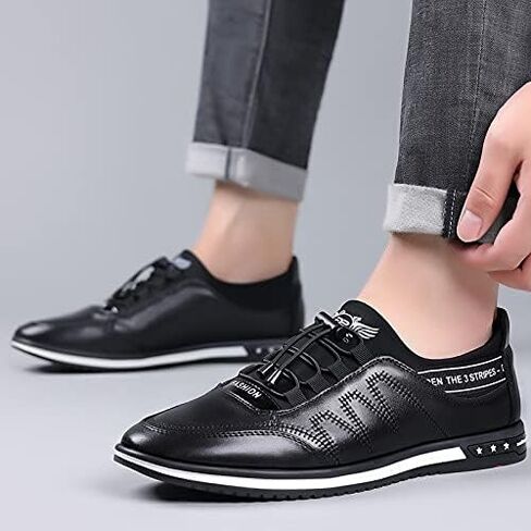 Veslesth Men Casual Luxury Sneakers Leather Loafers Comfort Walking Shoes Fashion Driving Shoes for Male Business Work Office Dress Outdoor in Kuwait