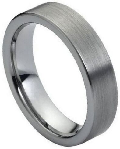 Double Accent 6MM Comfort Fit Tungsten Carbide Wedding Band Brushed Pipe Cut Style Tungsten Ring (5 to 15) in Saudi Arabia
