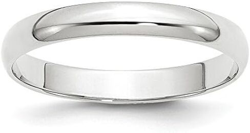 10k White Gold 3mm Plain Classic Dome Wedding Band Ring in Saudi Arabia