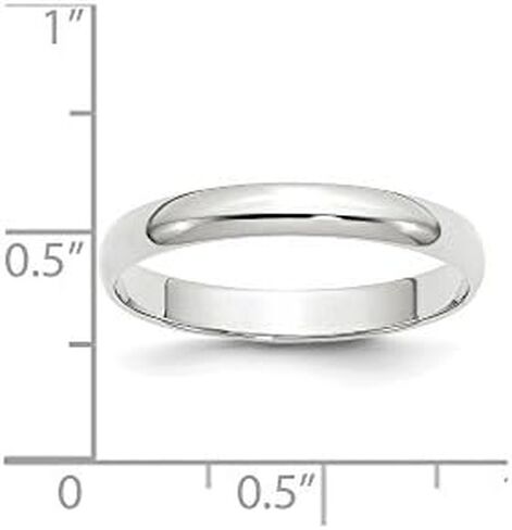 10k White Gold 3mm Plain Classic Dome Wedding Band Ring in Saudi Arabia
