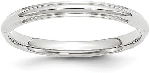 Solid 14k White Gold 2.5mm Plain Classic Dome with Flat Edge Wedding Band Ring in Saudi Arabia