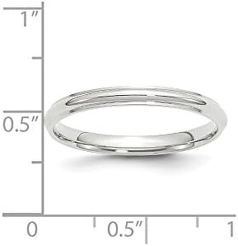 Solid 14k White Gold 2.5mm Plain Classic Dome with Flat Edge Wedding Band Ring in Saudi Arabia