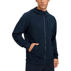 CRZ YOGA Men's Cotton Zip-up Hoodie Thick Terry Essentials Athletic Casual Hoodies Zip Hooded Jackets Sweatshirt with Pockets