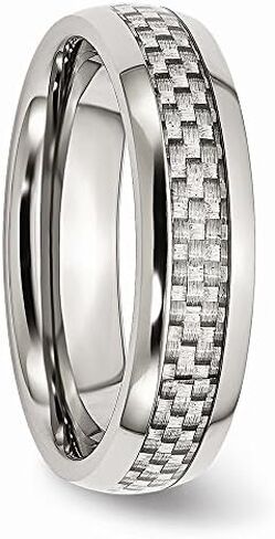 Solid Stainless Steel Grey Carbon Fiber-Inlay 6mm Wedding Band Ring Comfort-Fit in Saudi Arabia