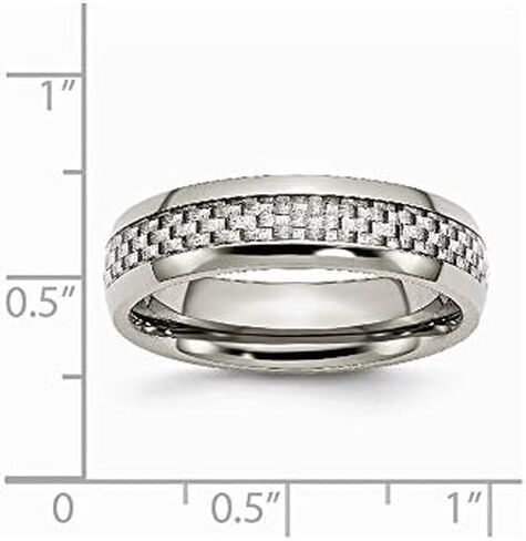 Solid Stainless Steel Grey Carbon Fiber-Inlay 6mm Wedding Band Ring Comfort-Fit in Saudi Arabia