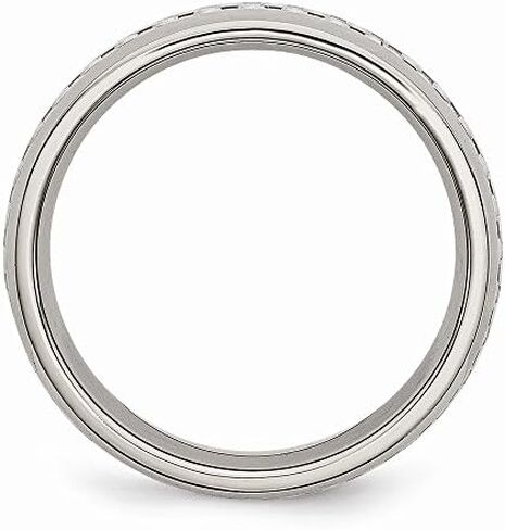 Solid Stainless Steel Grey Carbon Fiber-Inlay 6mm Wedding Band Ring Comfort-Fit in Saudi Arabia