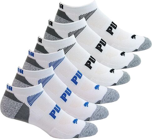 Puma Mens Low Cut All Sport No Show Socks 6-Pair stock size 10-13 shoe size 6-12, White/Grey in Kuwait