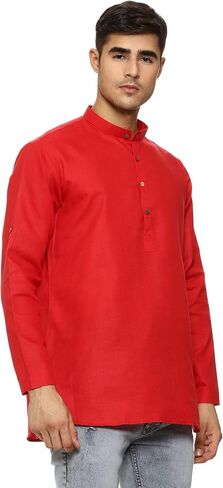 ITOS365 Men's Tunic Cotton Short Kurta Button Down Shirt Indian Clothing Casual Party Dress Gifts Items in Kuwait
