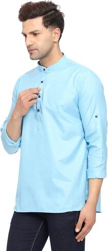 ITOS365 Men's Tunic Cotton Short Kurta Button Down Shirt Indian Clothing Casual Party Dress Gifts Items in Saudi Arabia