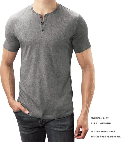 تي شيرت Lanky Llama (جديد) Craftsman Henley | مناسب للرجال النحيفين والطويلين | مزيج من القطن/البوليستر الممشط 65/35 in Kuwait