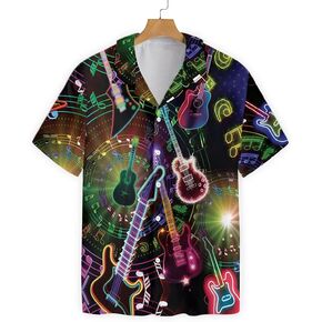 HYPERFAVOR Stylish Guitar Shirts for Men- Guitar Hawaiian Shirts- Casual Short Sleeve Guitar Shirt Men Gift Idea in Kuwait