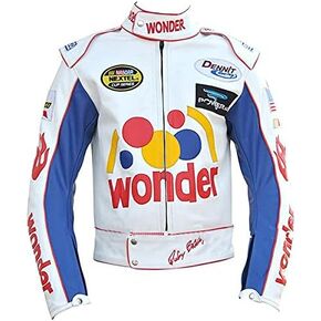 Jackets Heaven Ricky Bobby Wonder Jacket Racing White Faux Leather Jacket (X-Large) in Saudi Arabia