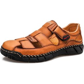 Honeystore Men's Closed-Toe Hollow Sandals Plus Size Leather Shoes Casual in Kuwait