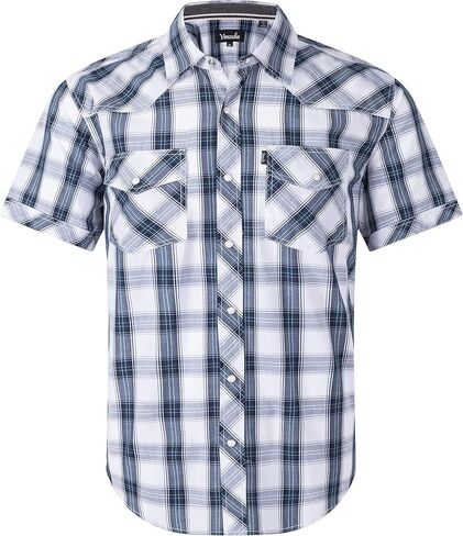 Men's Western Snap Casual Shirt Two Pocket Short Sleeve Shirt in Kuwait