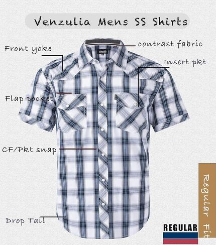Men's Western Snap Casual Shirt Two Pocket Short Sleeve Shirt in Kuwait