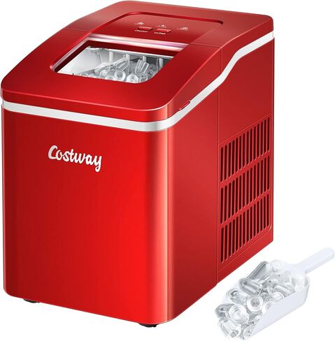 ARLIME Countertop Ice Maker Machine Portable Compact Ice Cube Maker, 9 Ice Ready in 8 Mins, 26Lbs/24H, Self-Cleaning Electric Ice Maker with Scoop and Basket for Home, Office, Party, Bar (Green) in Saudi Arabia