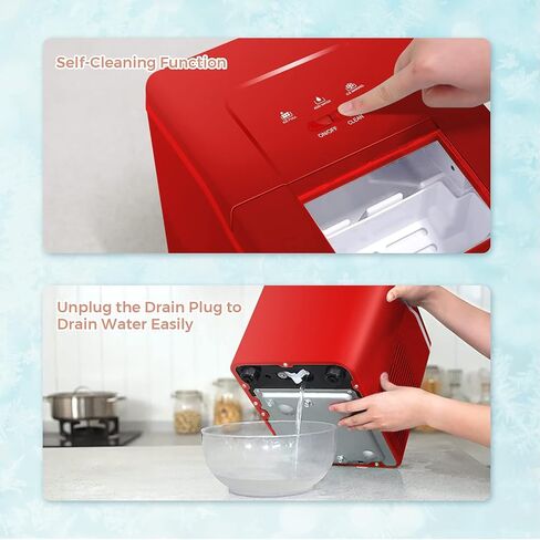 ARLIME Countertop Ice Maker Machine Portable Compact Ice Cube Maker, 9 Ice Ready in 8 Mins, 26Lbs/24H, Self-Cleaning Electric Ice Maker with Scoop and Basket for Home, Office, Party, Bar (Green) in Saudi Arabia