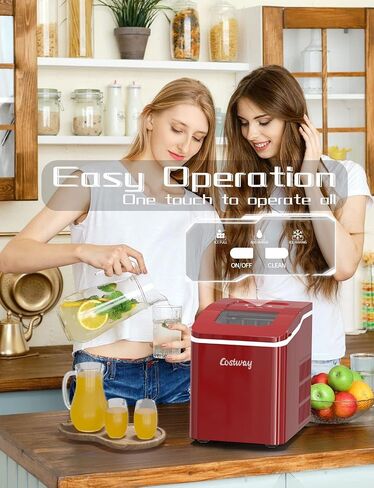 ARLIME Countertop Ice Maker Machine Portable Compact Ice Cube Maker, 9 Ice Ready in 8 Mins, 26Lbs/24H, Self-Cleaning Electric Ice Maker with Scoop and Basket for Home, Office, Party, Bar (Green) in Saudi Arabia