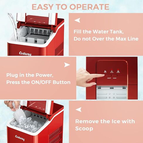 ARLIME Countertop Ice Maker Machine Portable Compact Ice Cube Maker, 9 Ice Ready in 8 Mins, 26Lbs/24H, Self-Cleaning Electric Ice Maker with Scoop and Basket for Home, Office, Party, Bar (Green) in Saudi Arabia