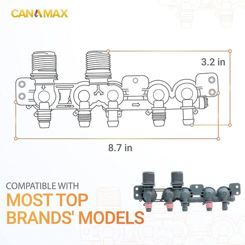 Canamax AJU73213301 صمام مدخل المياه للغسالة قطعة بديلة ممتازة متوافقة مع غسالات LG in Kuwait