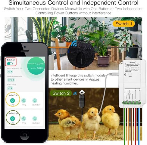 جهاز تحكم ذكي في درجة الحرارة والرطوبة من MoesGo WiFi DIY، منظم حرارة للزواحف عن بعد آمن وموثوق به مع مخرج مرحل مزدوج، جهاز تحكم عن بعد Smart Life/Tuya، متوافق مع Alexa Google Home in Kuwait