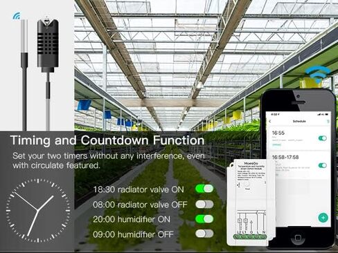 جهاز تحكم ذكي في درجة الحرارة والرطوبة من MoesGo WiFi DIY، منظم حرارة للزواحف عن بعد آمن وموثوق به مع مخرج مرحل مزدوج، جهاز تحكم عن بعد Smart Life/Tuya، متوافق مع Alexa Google Home in Kuwait