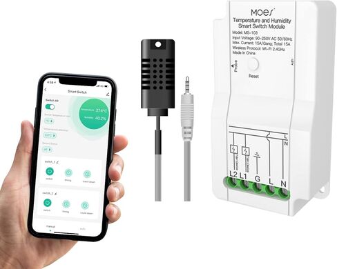 جهاز تحكم ذكي في درجة الحرارة والرطوبة من MoesGo WiFi DIY، منظم حرارة للزواحف عن بعد آمن وموثوق به مع مخرج مرحل مزدوج، جهاز تحكم عن بعد Smart Life/Tuya، متوافق مع Alexa Google Home in Kuwait