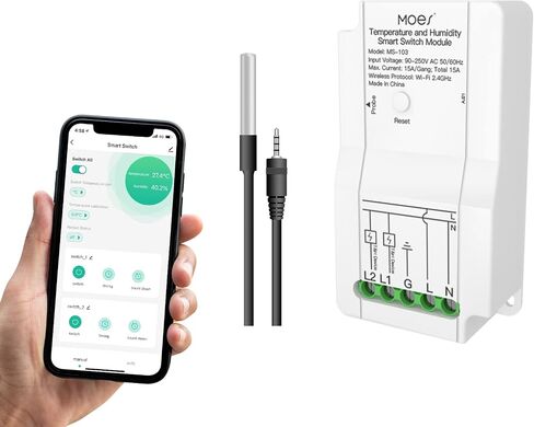 MoesGo WiFi DIY Smart Temperature and Humidity Controller, Safe and Reliable Wireless Remote Reptile Thermostat with Dual Relay Output, Remote Control Smart Life/Tuya, Compatible Alexa Google Home in Saudi Arabia