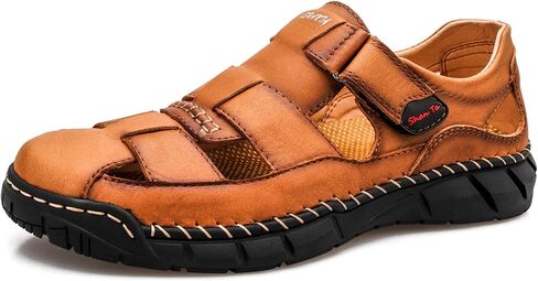 Honeystore Men's Closed-Toe Hollow Sandals Plus Size Leather Shoes Casual in Saudi Arabia