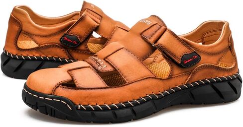 Honeystore Men's Closed-Toe Hollow Sandals Plus Size Leather Shoes Casual in Saudi Arabia