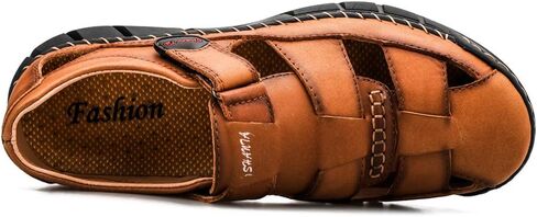 Honeystore Men's Closed-Toe Hollow Sandals Plus Size Leather Shoes Casual in Saudi Arabia