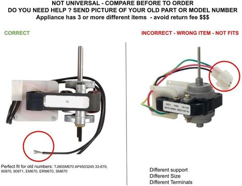 GLOB PRO SOLUTIONS 90970 90971 EM670 ERM670 SM670 CKD2549 Refrigerator Utility Motor 3" Length Approx. Replacement for and Compatible with Heavy Duty in Saudi Arabia