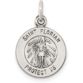 Solid 925 Sterling Silver Vintage Antiqued Catholic Patron Saint Florian Pendant Charm Medal - 18mm x 12mm in Saudi Arabia