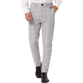Lars Amadeus Men's Dress Plaid Pants Slim Fit Flat Front Business Pencil Trousers with Pockets