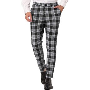 Lars Amadeus Men's Plaid Dress Pants Casual Slim Fit Checkered Business Trousers in Saudi Arabia