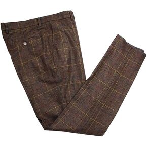Men's Dress Pants Tweed Plaid Classic Fit Siut Separates Slim Stylish Wool Casual Business Suit Pants