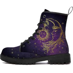 Sun and Moon Boots Womens Mens Combat Boots Waterproof Lace Up Anti-Slip Platform Booties Shoes Gifts for Women Men in Kuwait