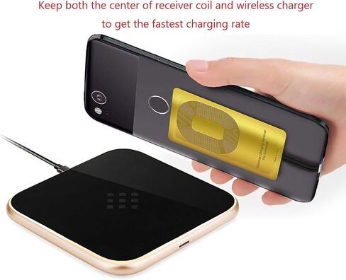 AmyZone Fast QI Receiver Type A for Samsung Galaxy J6-S5-A9-Note 4/LG V10-Stylo 2-3-Plus/Google Nexus 4-G4 Ultra-Thin 5w 1000mAh Wireless Charging Receiver Adapter Compatible All Wireless Chargers in Saudi Arabia
