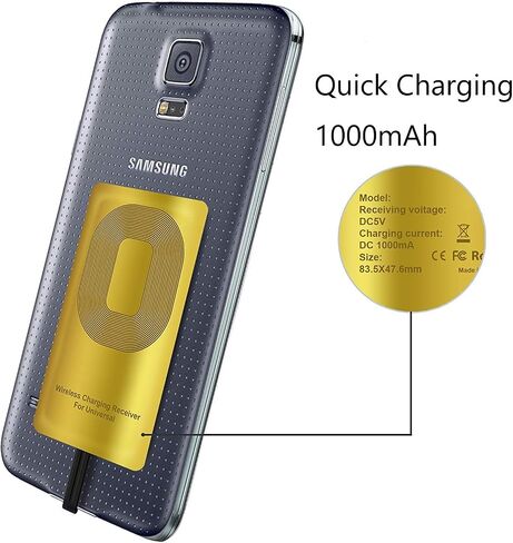AmyZone Fast QI Receiver Type A for Samsung Galaxy J6-S5-A9-Note 4/LG V10-Stylo 2-3-Plus/Google Nexus 4-G4 Ultra-Thin 5w 1000mAh Wireless Charging Receiver Adapter Compatible All Wireless Chargers in Saudi Arabia