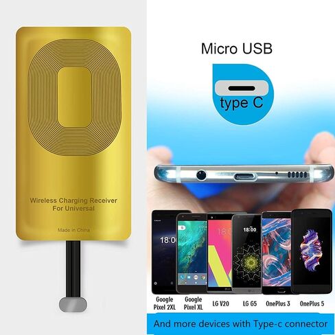 AmyZone Fast QI Receiver Type A for Samsung Galaxy J6-S5-A9-Note 4/LG V10-Stylo 2-3-Plus/Google Nexus 4-G4 Ultra-Thin 5w 1000mAh Wireless Charging Receiver Adapter Compatible All Wireless Chargers in Saudi Arabia