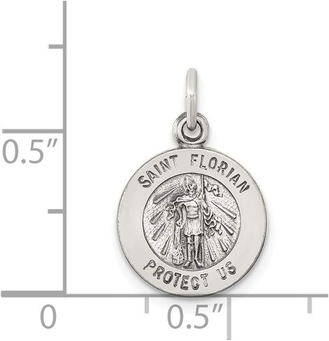 Solid 925 Sterling Silver Vintage Antiqued Catholic Patron Saint Florian Pendant Charm Medal - 18mm x 12mm in Saudi Arabia