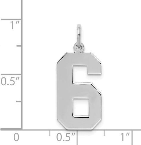Solid 925 Sterling Silver Large Number 6 Charm Pendant - 24mm x 10mm in Saudi Arabia