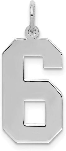 Solid 925 Sterling Silver Large Number 6 Charm Pendant - 24mm x 10mm in Saudi Arabia