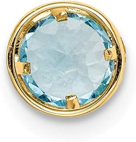 Solid 14k Yellow Gold 5mm Blue Topaz bezel Pendant Charm 6mm in Saudi Arabia